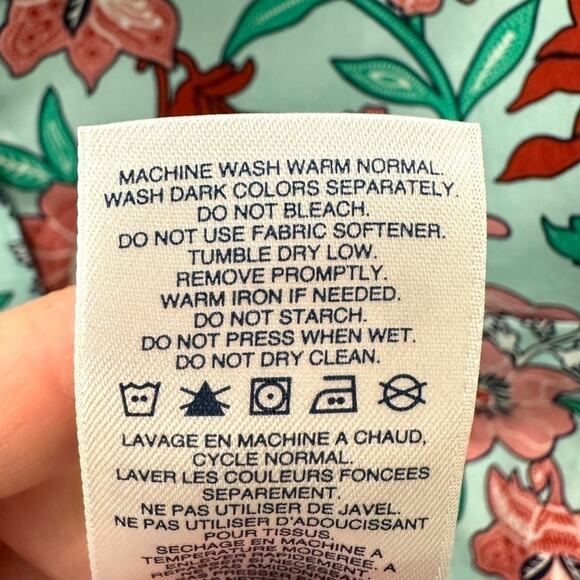 LANDS’ END Floral Button-Down Shirt Aqua Pink Red Print 100% Cotton | 22W - Picture 8 of 8